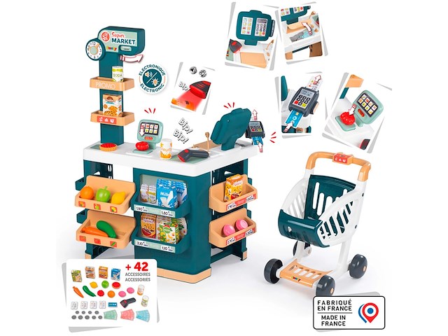Supermarkt speelset winkelwagen & kassa smoby, maxi market, meerkleurig - afbeelding 3 van  3