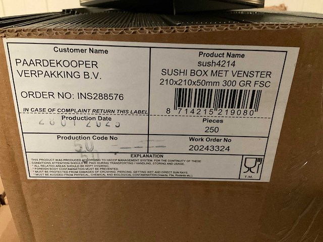 Sushi vensterdozen 210x210x50mm (1250x) - afbeelding 1 van  1