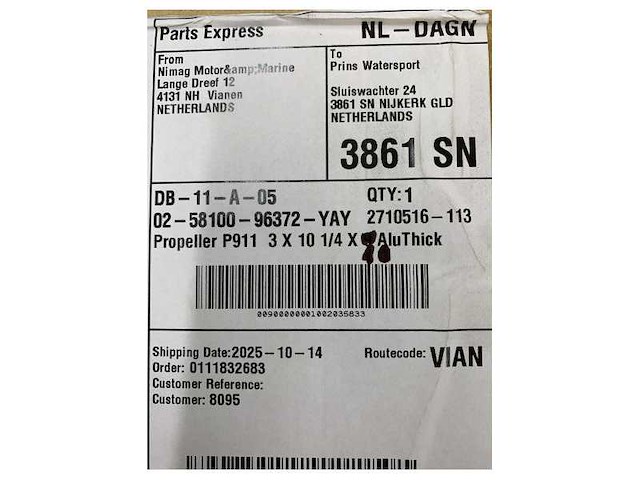 Suzuki 10-1/4 x 10 aluminium black coated marine propeller - 58100-96372-yay - afbeelding 6 van  7