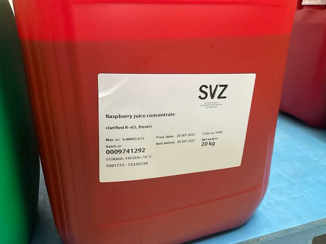 Svz frambozen sap concentraat 20kg (2x) - afbeelding 1 van  2