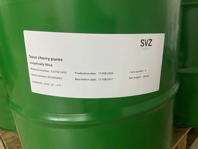 Svz zure kersen puree 200kg (4x) - afbeelding 2 van  2
