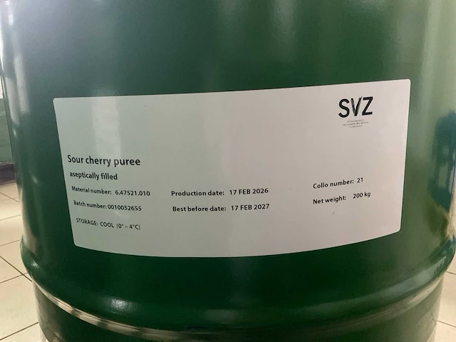 Svz zure kersen puree 200kg - afbeelding 2 van  2