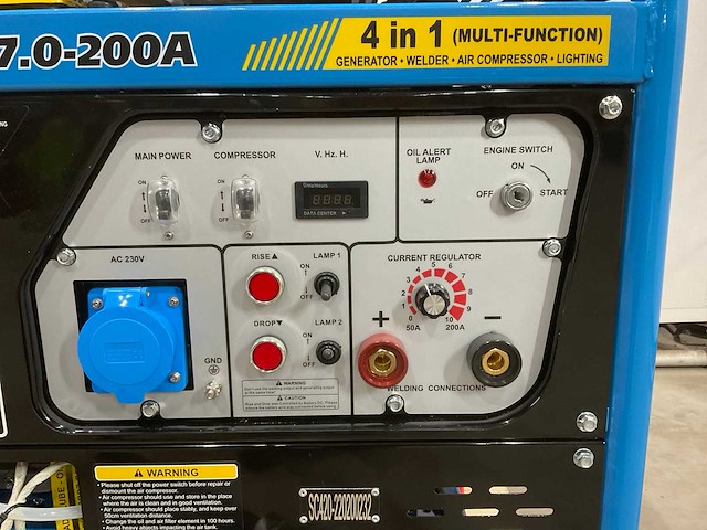 Swedic - pwcl 7.0-200a - generator lasapparaat lichtmast compressor in 1 - afbeelding 2 van  6