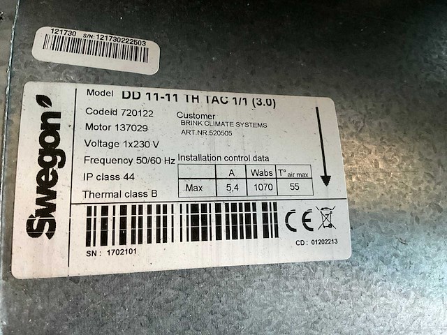 Swedon centrifugaal ventilator (3x) - afbeelding 5 van  6