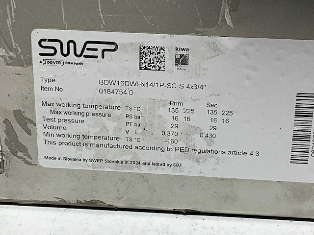 Swep b16dwhx14/1p-s warmtewisselaar - afbeelding 3 van  4