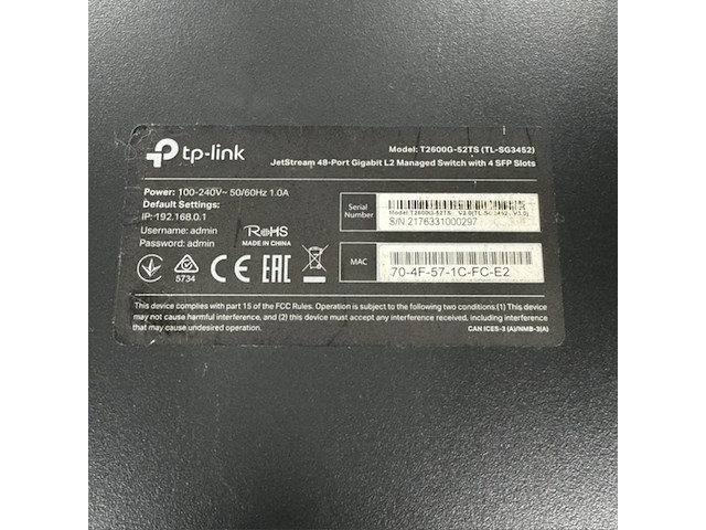 Switch, tp-link, t2600g-52ts - afbeelding 3 van  3