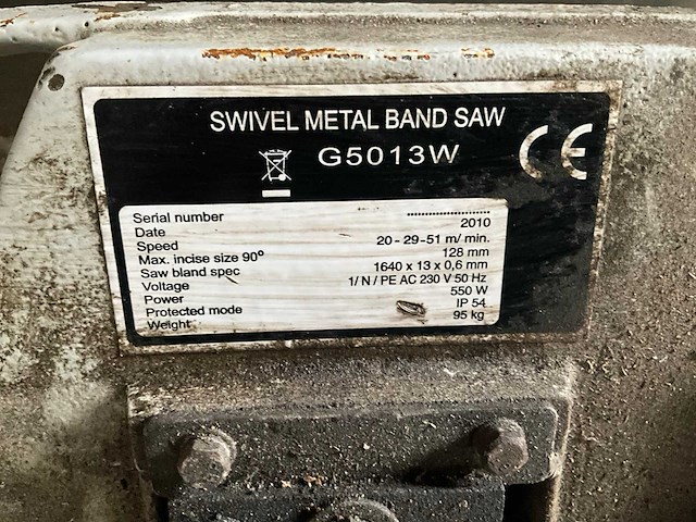 Swivel - g5013w - metalen horizontale bandzaagmachine - afbeelding 5 van  9