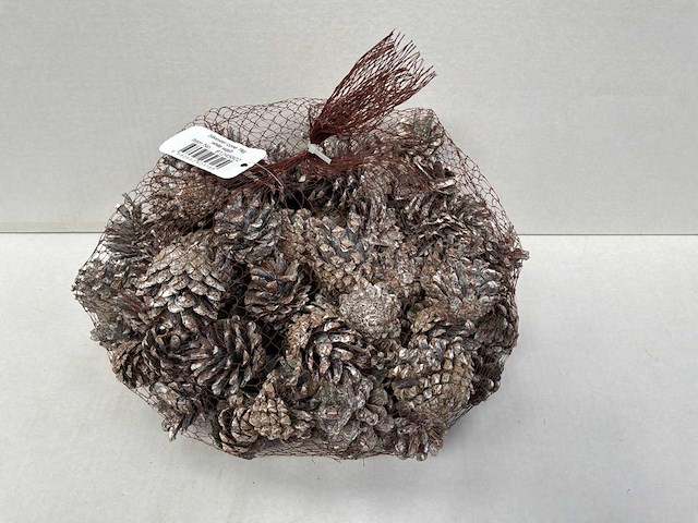 Sylvester washed white netje dennenappels (258x) - afbeelding 1 van  2