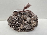 Sylvester washed white netje dennenappels (258x) - afbeelding 2 van  2