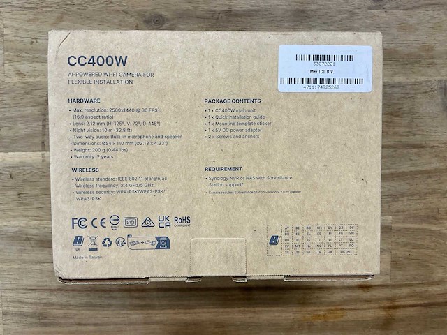 Synology cc400w wi-fi camera 4mp - afbeelding 3 van  3