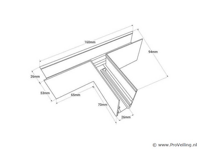 T-connector voor opbouwmagnetische rails 20 mm - horizontaal (x4) - afbeelding 4 van  4