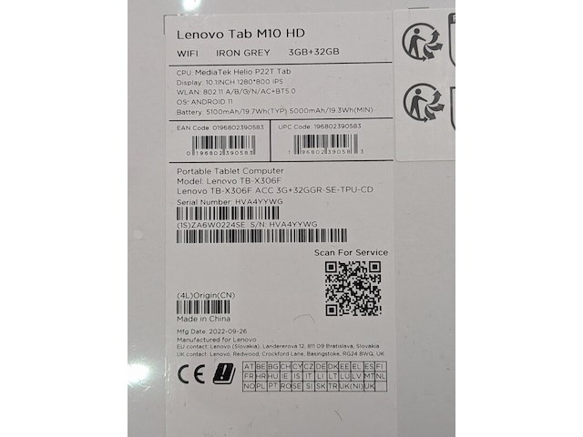 Tablet, lenovo, tab m10 hd (2nd gen), 2022 - afbeelding 5 van  7