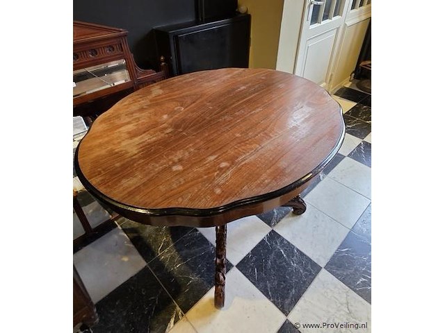 Tafel, mahoniehouten/notenhouten ovale spinnenkoptafel, antiek - afbeelding 1 van  3