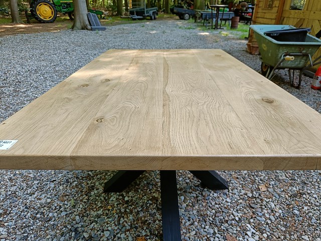 Tafel massief eiken met kruispoot - afbeelding 3 van  6