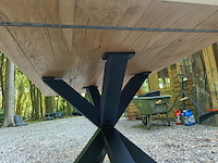 Tafel massief eiken met kruispoot - afbeelding 4 van  6