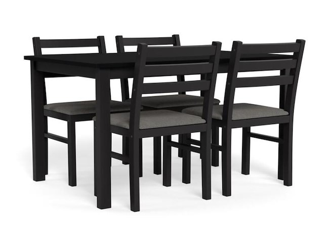 Tafel met 4 stoelen, zwart, 2024 - afbeelding 1 van  6