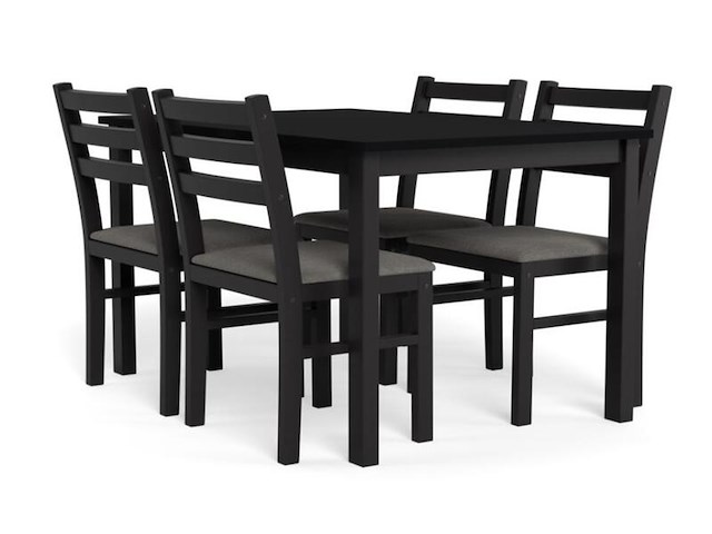 Tafel met 4 stoelen, zwart, 2024 - afbeelding 3 van  6