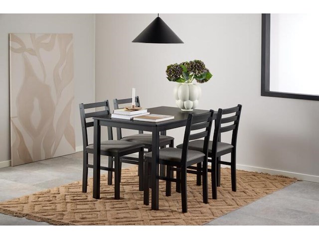 Tafel met 4 stoelen, zwart, 2024 - afbeelding 5 van  6