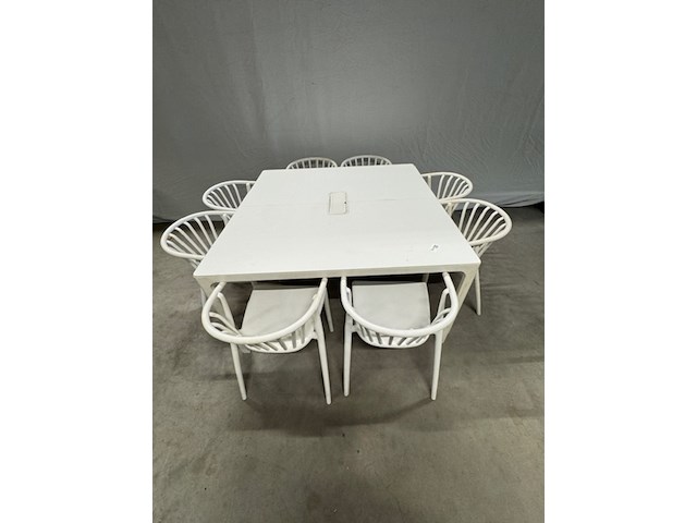 Tafel met 8 stoelen, wit - afbeelding 2 van  5