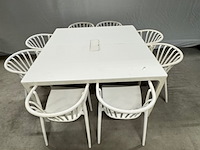 Tafel met 8 stoelen, wit - afbeelding 2 van  5
