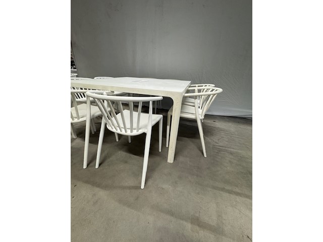 Tafel met 8 stoelen, wit - afbeelding 3 van  5