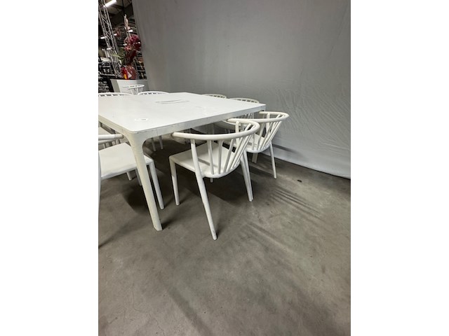 Tafel met 8 stoelen, wit - afbeelding 4 van  5