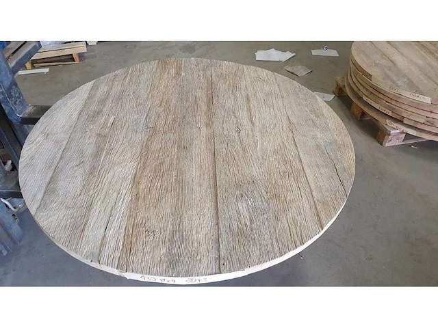 Tafelblad rond geborsteld oud eiken 130cm - afbeelding 1 van  1
