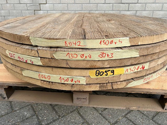 Tafelbladen rond 130 cm. set van 6 stuks eiken - afbeelding 4 van  4