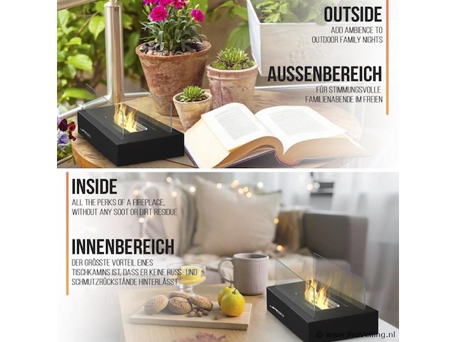 Tafelhaard - binnen/buiten - open haard - decoratievuur - rvs - inclusief vlamdover - afbeelding 13 van  15