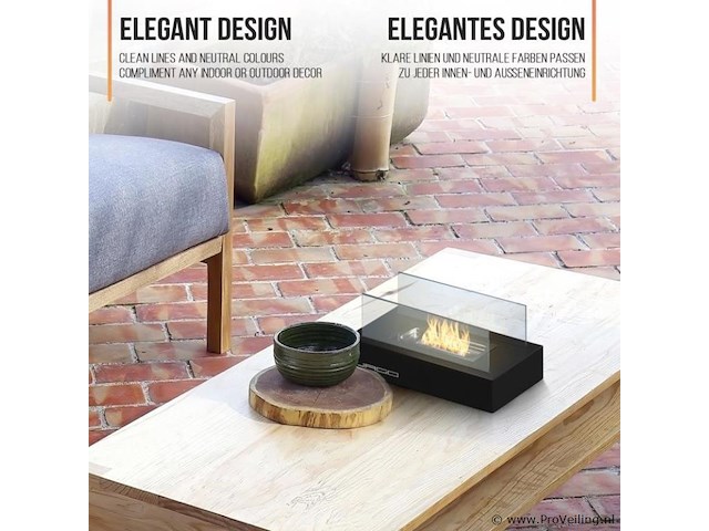 Tafelhaard - binnen/buiten - open haard - decoratievuur - rvs - inclusief vlamdover - afbeelding 6 van  15