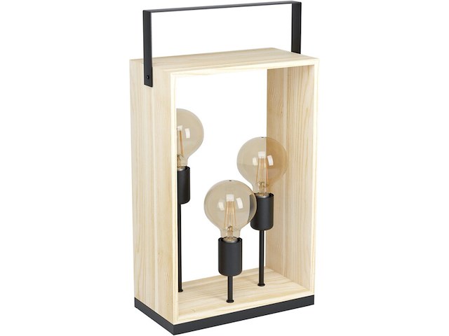 Tafellamp eglo, famborough, zwart/hout - afbeelding 1 van  4