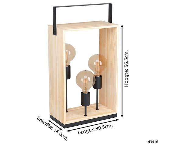 Tafellamp eglo, famborough, zwart/hout - afbeelding 4 van  4