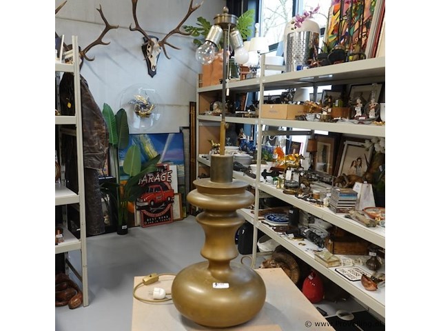 Tafellamp op zware bronzen/messing voet - afbeelding 1 van  5