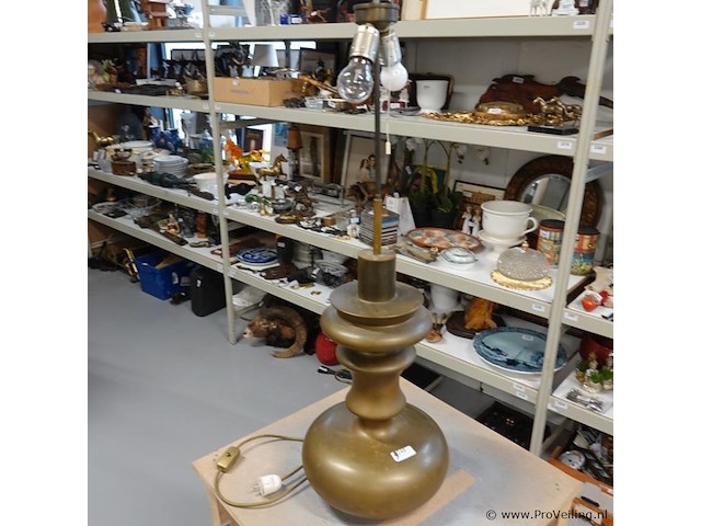 Tafellamp op zware bronzen/messing voet - afbeelding 2 van  5