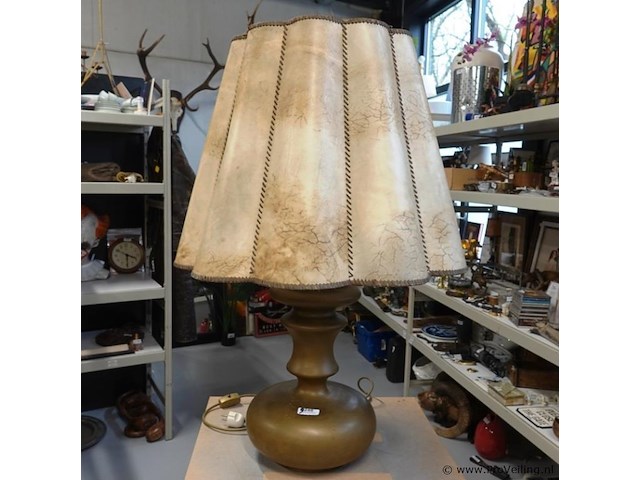 Tafellamp op zware bronzen/messing voet - afbeelding 4 van  5