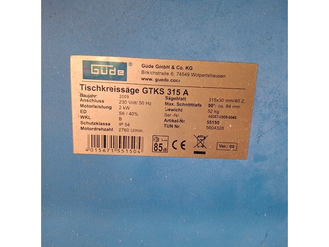Tafelzaagmachine met seperate zaagselafzuigmachine , güde / hbm - afbeelding 12 van  12