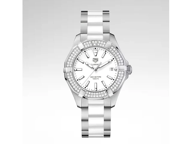 Tag heuer aquaracer ceramic duikhorloge met diamanten lunette - afbeelding 1 van  8