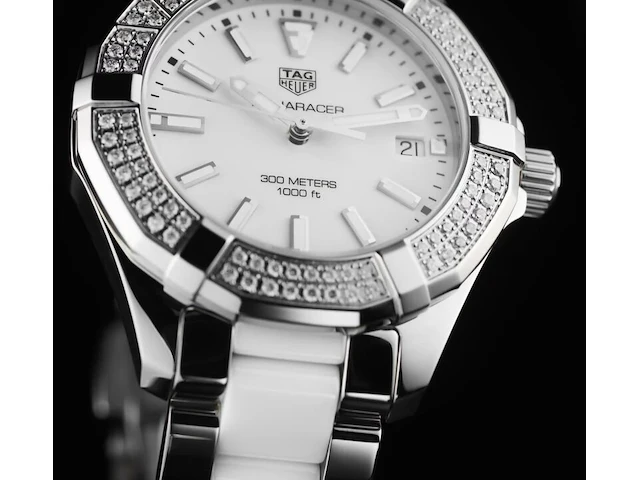 Tag heuer aquaracer ceramic duikhorloge met diamanten lunette - afbeelding 5 van  8