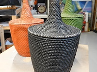 Tajine-vorm handgemaakte senegalese rieten opbergmanden - afbeelding 4 van  5
