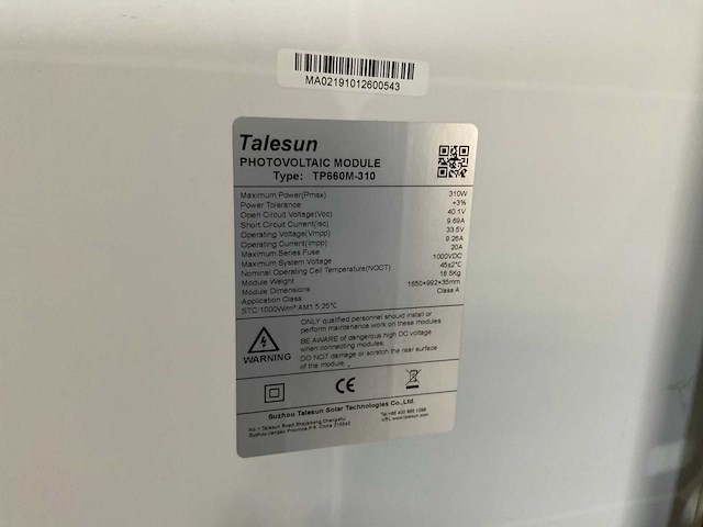 Talesun tp660m-310 zonnepaneel (8x) - afbeelding 4 van  5