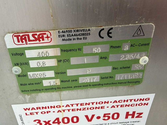 Talsa - 2017 - mix-p 95l - mengmixer - afbeelding 5 van  5