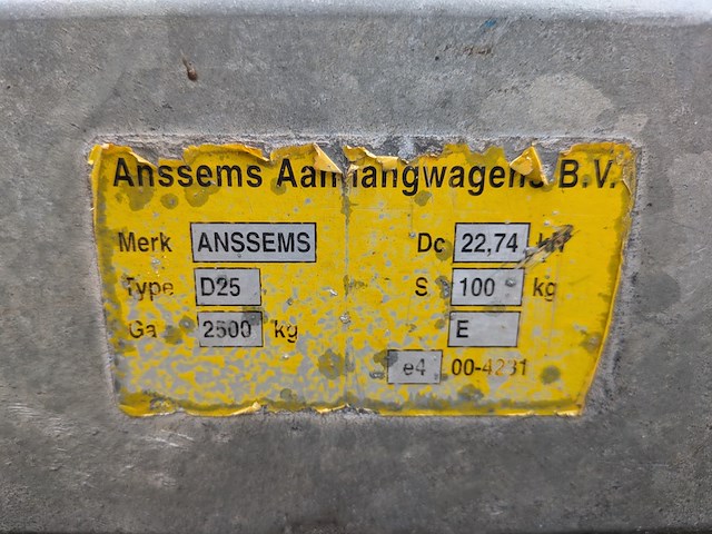 Tandemas aanhanger, anssems, bsx 2500-301x150 - afbeelding 17 van  35