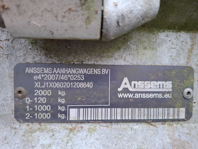 Tandemas aanhanger, anssems, psx 2000, 2017 - afbeelding 2 van  14