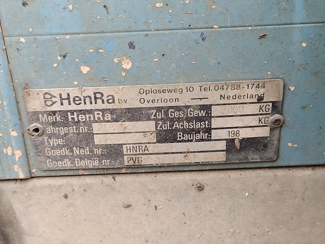 Tandemas aanhanger, henra, jp20, 1984 - afbeelding 4 van  12