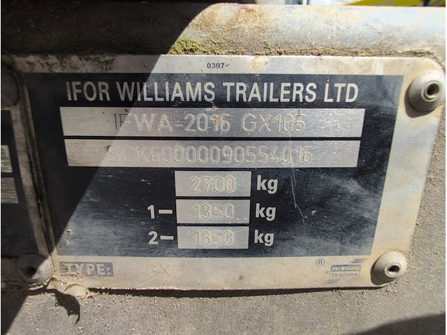 Tandemas aanhanger machinetransporter, ifor williams trailers, gx, 2009 - afbeelding 5 van  15