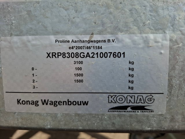 Tandemas aanhangwagen konag, n/a, bouwjaar 2021 - afbeelding 16 van  18