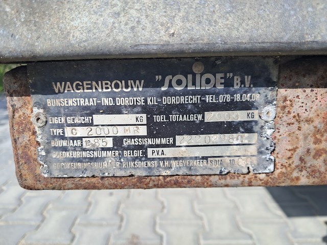 Tandemas aanhangwagen, solide, c2000mr, 1985 - afbeelding 14 van  21