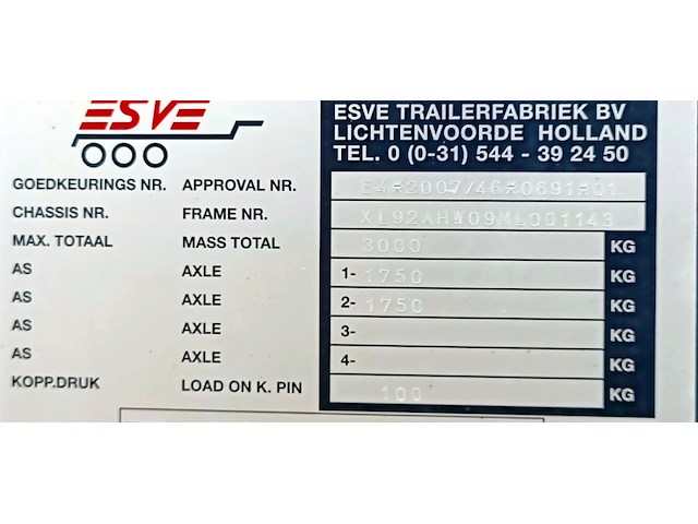 Tandemas onderstel aanhanger, esve, awk 3000 syntos, 2022 - afbeelding 8 van  10