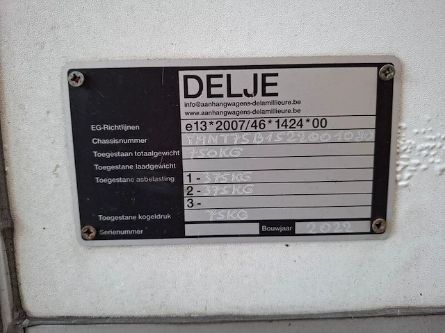 Tandemasaanhangwagen delje, bouwjaar 2022 - afbeelding 12 van  13