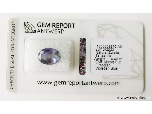 Tanzanite 4.40ct gra certified - afbeelding 2 van  4